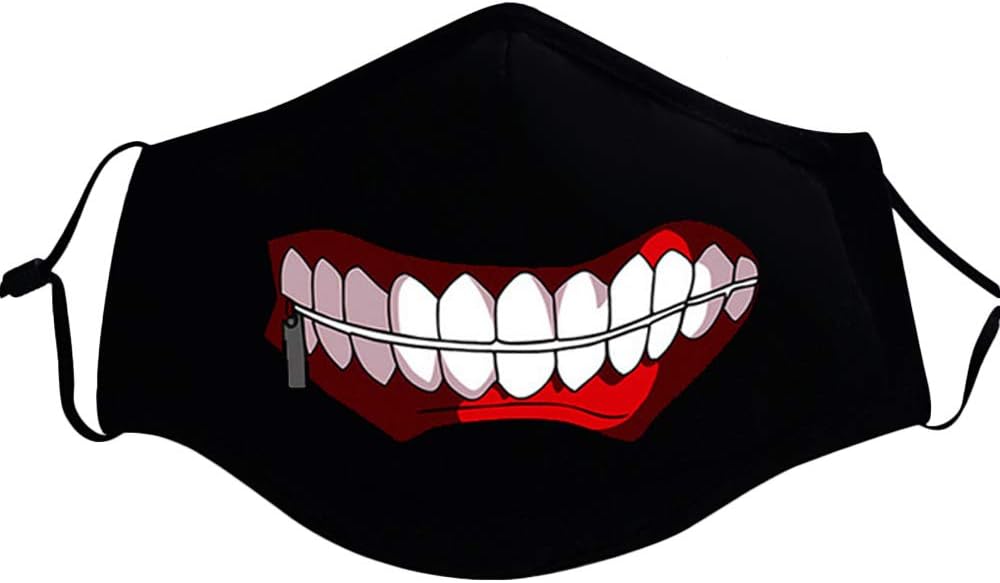 Anime Tokyo Ghoul Kaneki Ken Cosplay Mask Zip Teeth Pattern Cotton Dustproof Adjustable Black Halloween