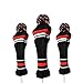 PLAYEAGLE 3 pcs/Set Knitting Golf Clubs Headcover Driver Cover(460cc),Fairway Wood Head Covers for Taylormade,Callaway,Titleist and More Brand (Black & Red)