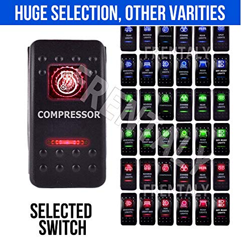 Frentaly Red Compressor 12V 20 Amp Waterproof ON Off Custom Marine Boating Vehicle Rocker 5 Pin Control Switch Kit - Thumbnail 7
