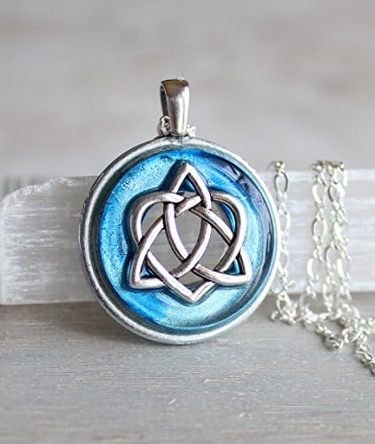 Ice blue Celtic sister knot necklace