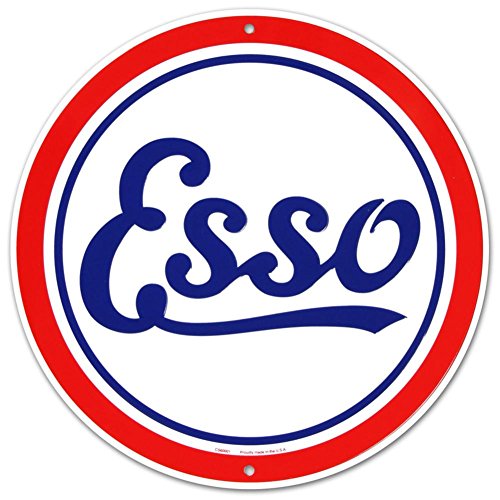 Esso Oil Gasoline Logo Round Tin Sign 12 x 12in