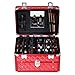 SONGMICS 24 compartments Nail polish storage makeup train case and 1 Drawer Professional Organizer Beauty Vanity Makeup Case with Mirror Portable Cosmetic Holder Red UMUC18R