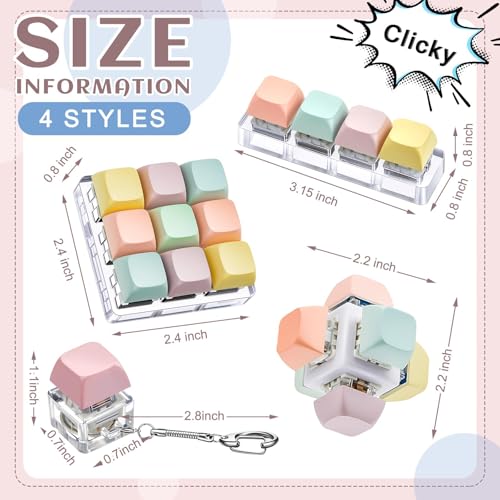 ORCHID M®4 Pcs Decompression Toys Keyboard Clicker Toy Keyboard Cube Toy Mechanical Key Toy Keyboard Button Stress Relief for Adult Gifts to Relief Pass Time