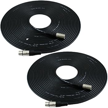 GLS Audio 50ft Mic Cable Patch Cords - XLR Male to XLR Female Black Microphone Cables - 50' Balanced Mike Snake Cord - 2 Pack