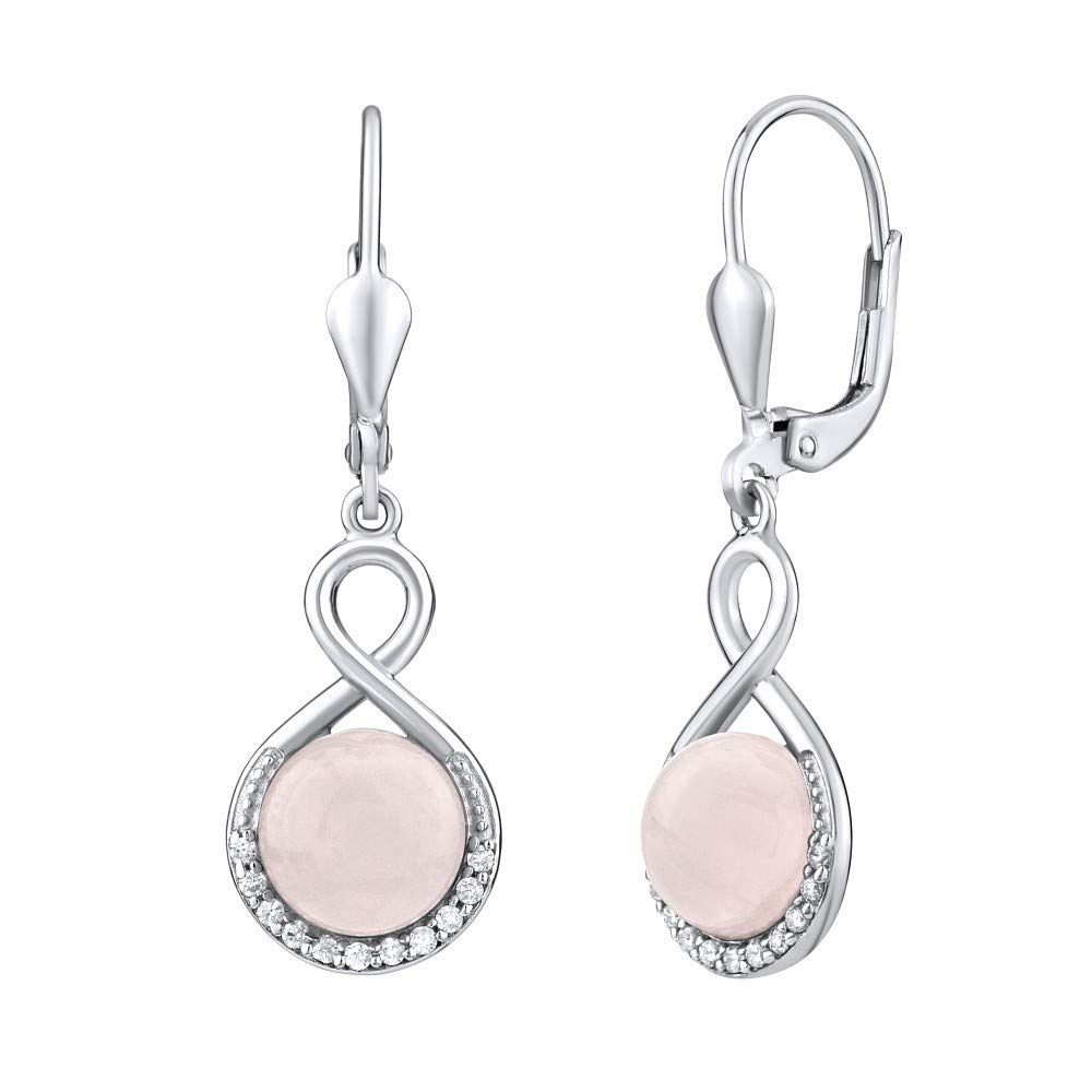 SILVEGO - JST14710RQ - Women's 925 Silver Earrings with Natural Rose Quartz