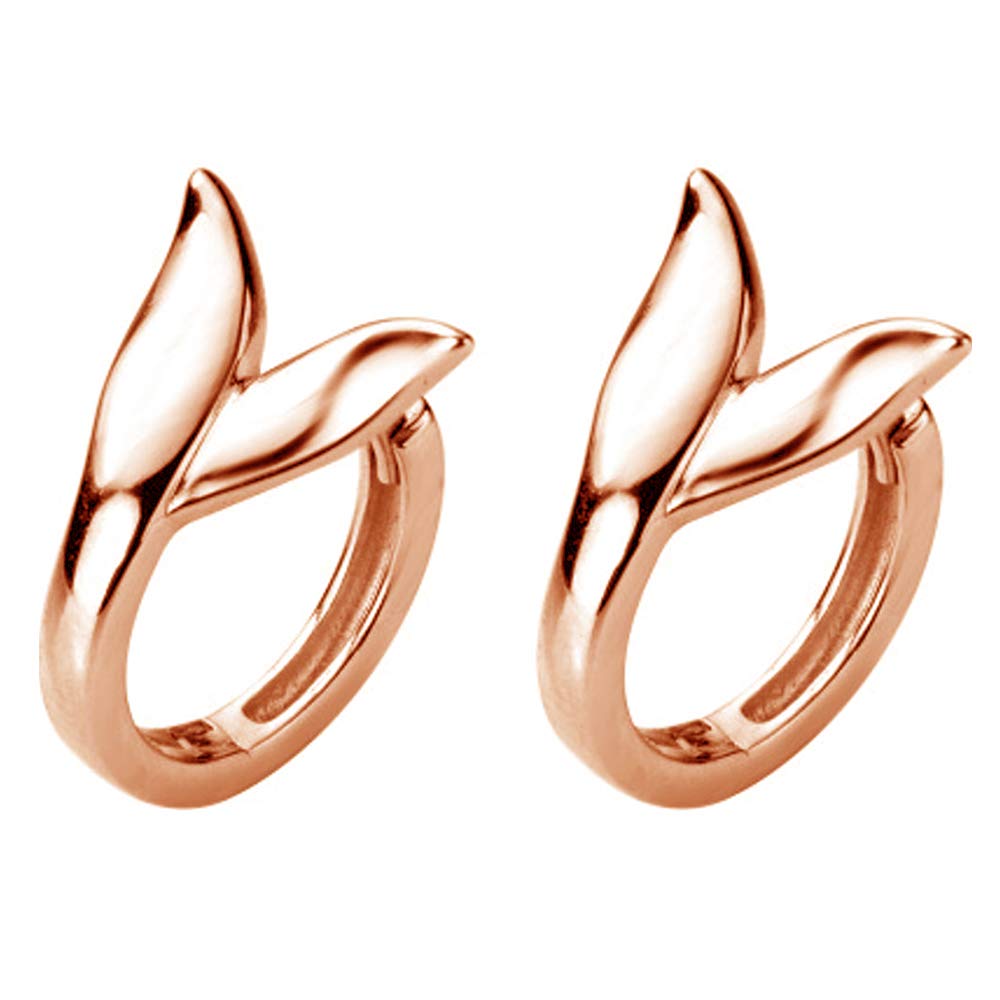 Fish Tail Mermaid Tiny Sleeper Hoop Earrings for Women Girls S925 Sterling Silver Small Cute Cartliage Tender Shoot Personalized Piercing Ear Jewelry Fashion Gifts Hypoallergenic (Rose Gold) โ image 1