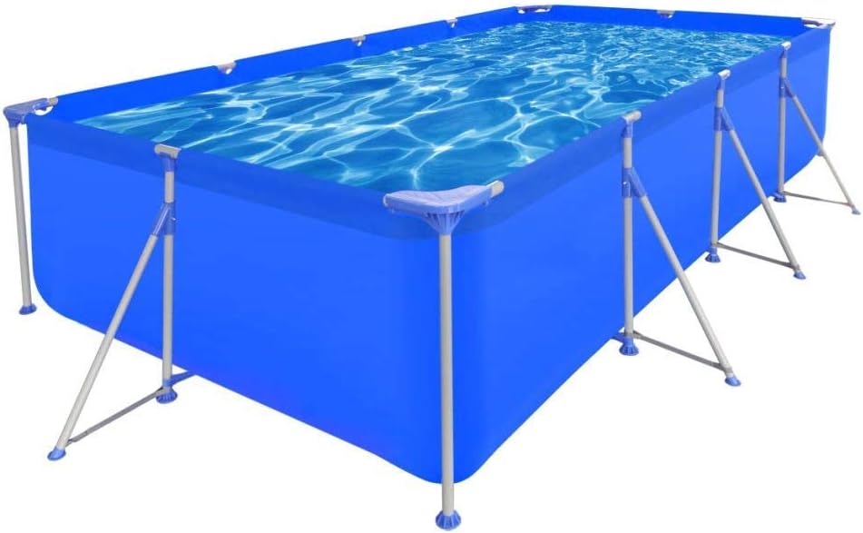 Mnjin Household Zora Walter swimming system steel frame rectangular, upper ground blue swimming pool with size: 394 x 207 x 80 cm