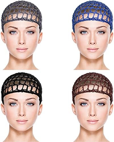 4 Pieces Mesh Crochet Hair Net Hair Net 