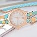 Souarts Coffee Women Multilayer Weave Wrap Link Leather Bracelet Quartz Wrist Watch (Coffee) (Blue)