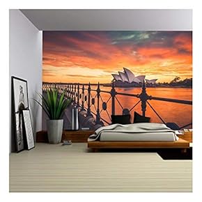 Sydney Opera House at Sunset Time - Removable Wall Mural | Self-Adhesive Large Wallpaper - 66x96 inches