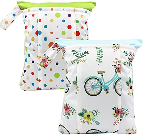 Asenappy leakproof 2 PCS Wet Bags Double Pocket for Cloth Diapers