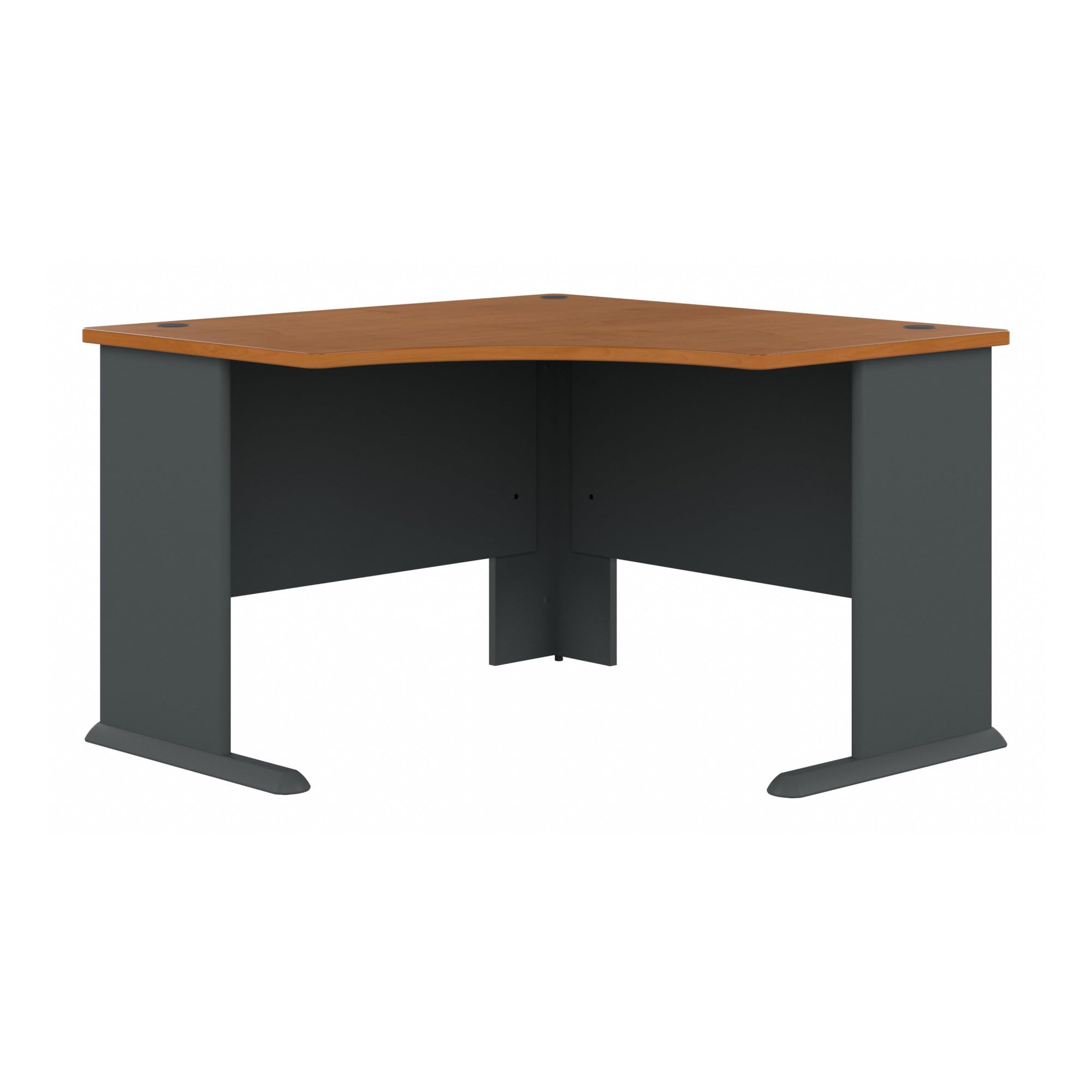 Photo 1 of Bush Business Furniture Series A 48W Corner Desk in Natural Cherry and Slate, Compact L Shaped Workstation, Office Desktop Solution for Workspace