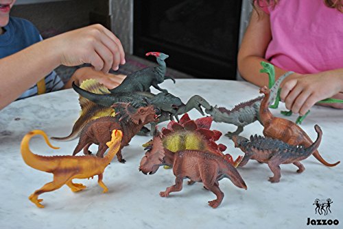 Jazzoo Realistic Dinosaur Figures for Kids, 12 Piece Plastic Dinosaur Playset - Thumbnail 4