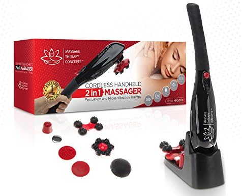 Deep Tissue Percussion Massager, Hand Held Back Massager with Dual Motor - Muscle Relief for Neck, Shoulder, Foot, Calf, Cordless and Portable Design by Massage Therapy Concepts