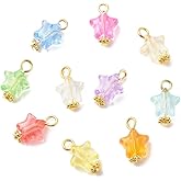 Gelirda 100Pcs Colorful Acrylic Star Pattern Pendants Transparent Star Charms for DIY Jewelry Bracelet Necklace Earring Making