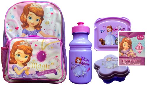 Sofia the First 3 Piece Lunch Set Backpack with Lunch Bag At