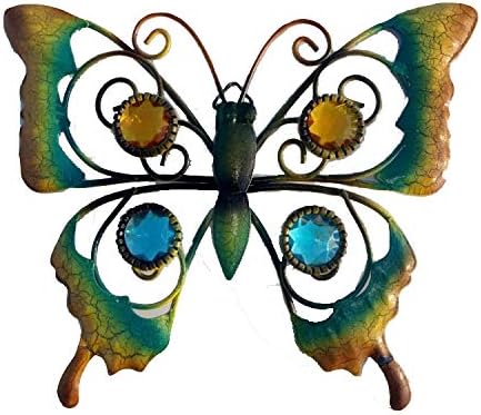 Metal Small Butterfly Fence Hanger Colorful Butterfly Wall Art Yard Outdoor Lawn Garden Decor