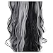 Womens 18 Clips 8pcs Full Head Hair Extensions 24 Inch Long Curly Natural Black mix Silver Grey Hairpiece