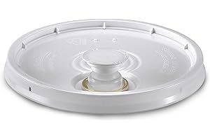 ULINE 3.5, 5, 6, 7 Gallon White Plastic Snap-on Pail Lid w/Pour Spout ~ (1 Lid) ~ HDPE (High Density Polyethylene) Utility Bucket Top for Pouring Contents