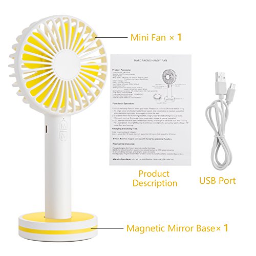 OBOSOE Portable Handheld Fan, Small Personal USB Rechargeable Desk Fan with Gust Mode and Magnetic Mirror Base, Cooling for Office, Bedroom, Traveling, Camping, Outdoor Sports, White - Thumbnail 6