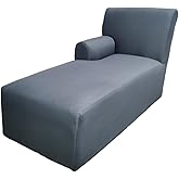 GZYLCH Chaise Lounge with Arm Sofa Slipcover, Chaise Cushion Protector Washable Furniture Protector with Elastic Strap, Left/Right Thick L Shaped Couch Cover for Living Room,4,Left