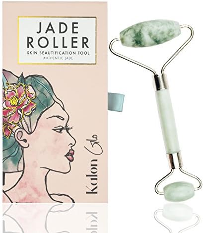 Jade Roller For Face | Facial, Neck, and Eye Massager Made of 100% Premium Authentic Jade Stone | Anti Aging Massage Therapy Beauty Tool Kit for Natural Glowing Skin - BONUS 3 Face Mask Sheets