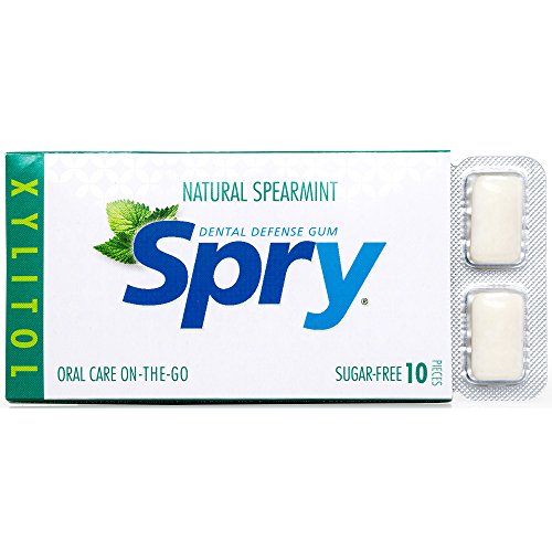 Spry Xylitol Gum, Natural Spearmint, 10ct Blister Cards (20 Pack)