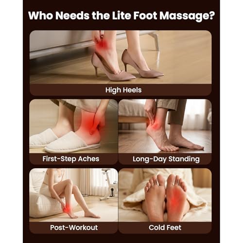 Bob and Brad Lite Foot Massager with Heat, Shiatsu Feet Massager for Plantar Fasciitis, Electric Foot Massagers Deep Kneading, Compression,Circulation- Remote Control, Gifts for Men Women