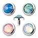 Pierced Owl Set of 4 Stainless Steel Flat Dermal Anchor Tops with Synthetic Opals in Blue, White, Green, and Pink - Multiple Sizes (4mm Ball Size)