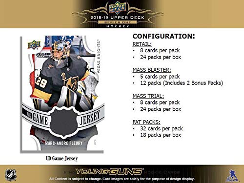 2018 2019 Upper Deck NHL Hockey Series One Factory Sealed Retail Box of 24 Packs Including 192 Cards Total with Possible Young Gun Rookie and Game Used Jersey Cards - Thumbnail 4