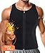 TAILONG Men Hot Neoprene Workout Sauna Tank Top Zipper Waist Trainer Vest Weight Loss Body Shaper Compression Shirt Gym Clothes Corset (Black Workout Tank, S)