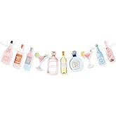 Pink Girls' 21st Birthday Decorations, Cute 21st Birthday Party Decor Supplies for Her, Pink Champagne Bottle Martini Banner Decorations Supplies for Women