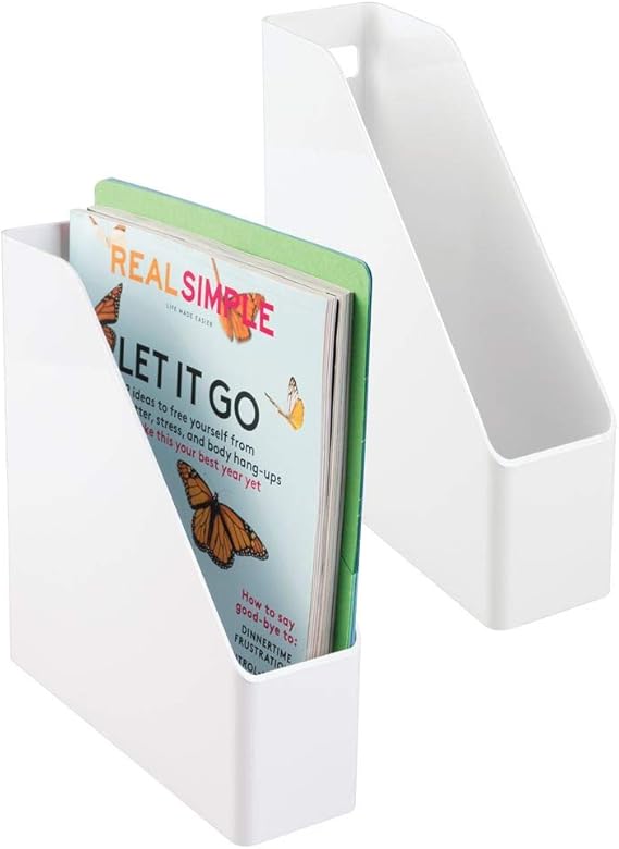 mDesign Freestanding Magazine Rack Set of 2 Office Storage