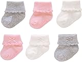 Carter's Baby Girls' Folded Cuff Socks (6 Pack), White/Pink/Grey, 3-12 MONTHS