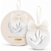 Kate &amp; Milo Ivory Baby Handprint or Footprint Clay Ornament Kit | Baby-Safe Air-Dry Clay, No-Mix or Bake DIY Keepsake, Baby&rsquo;s First Christmas Ornament, Baby Gift, Nursery Keepsake