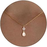 PRTGL Pearl Necklace: 14K Gold-Plated/White Gold-plated Pearl Necklace for Women 16.5” + 2”