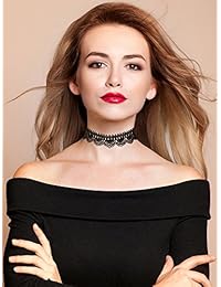 Gargantilla de encaje para mujer, color negro, 6 unidades