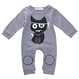 Toddler Baby Boy Girl Cartoon Romper Bodysuit Playsuit Outfits Casual Clothes (12-18 months, Gray)