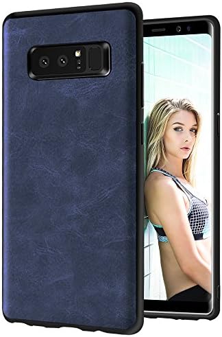 Galaxy Note 8 Case, KAMII [Business Style] Ultra Slim Shockproof Raised Edge Protective PU Leather Case Cover for Samsung Galaxy Note 8 2017 (Navy)