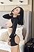 Velius Women's Sexy Open Cup Temptation Lingerie Set (Black, Plus size)