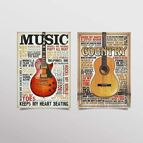 Amazon All Music Country Guitar Lovers Quotes Wall Art Set 2