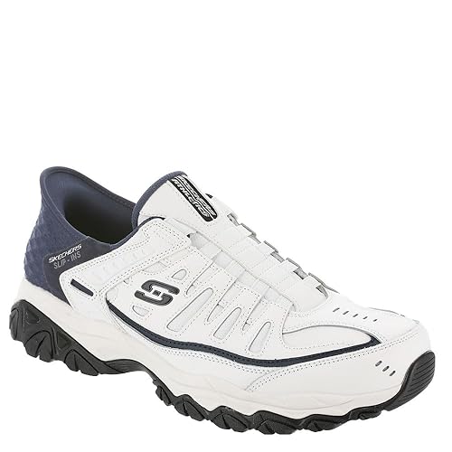 Skechers Men's Afterburn M. Fit Grill Captain Loafer, White/Navy, 13 X-Wide
