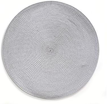 Gray Round Placemats Plastic Wipe Off Set of 8 Table Mats Reversible 15"