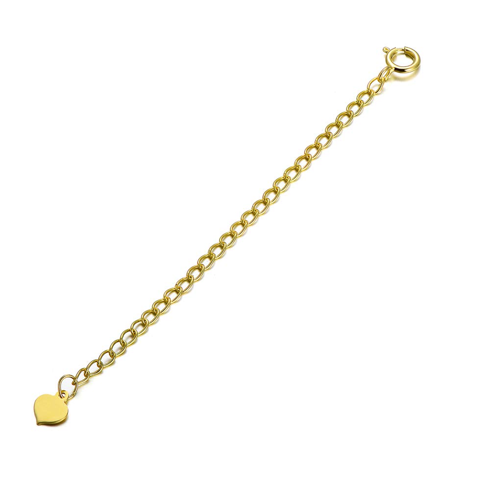 SISGEM Necklace Extender Chain, 9ct Yellow Gold Necklace Chain Extender with 1-3 inch Extension for Necklace Bracelet Anklet Choker