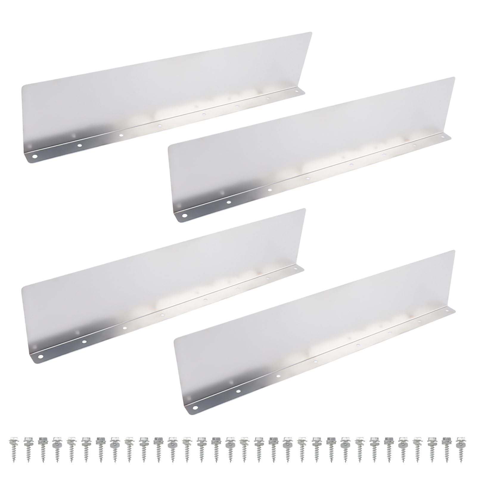 Cyrank 4 Pack Gutter Valley Splash Guard, Straight Rain Diverter Roofing Gutter Guards Rain Drip Gutter Guard Aluminum Rain Diverter Straight Gutter Splash Guard for Roof Valley Corner