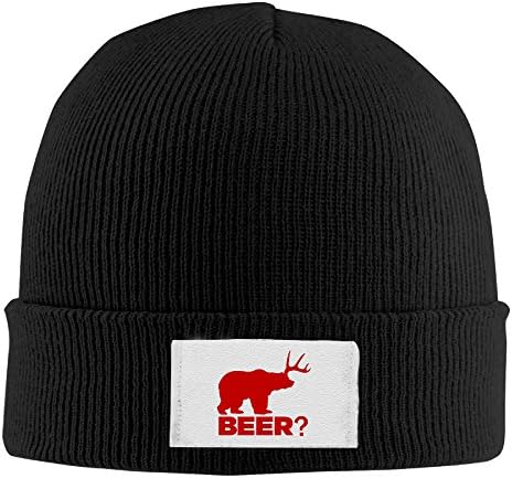 Unisex Acrylic Deer Beer Bear Beanie Black