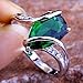 Emsione 925 Sterling Silver Plated Created Tear Drop Quartz Bypass Swirl Womens Ring