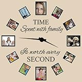 Family Wall Decals~Time Spent with Family Is Worth Every Second Wall Decal Quote Home Decor Art Quote Decals Wall Art Stickers Decal Home Decor Decorate（ NO PHOTOS or CLOCK ARMS）