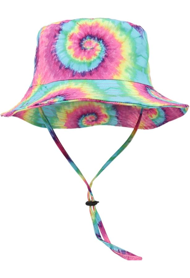 Amazon.com : Tie Dye Bucket Hat with String Strap – Rainbow Jungle