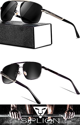 SIPLION Herren Sonnenbrille UV400 Schutz Polarisierte Sonnenbrille Fahrerbrille Rechteckige Metall Rahmen – Bild 4